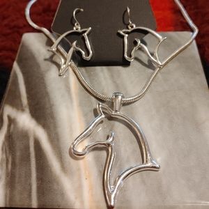 Horse Necklace and Earring Set